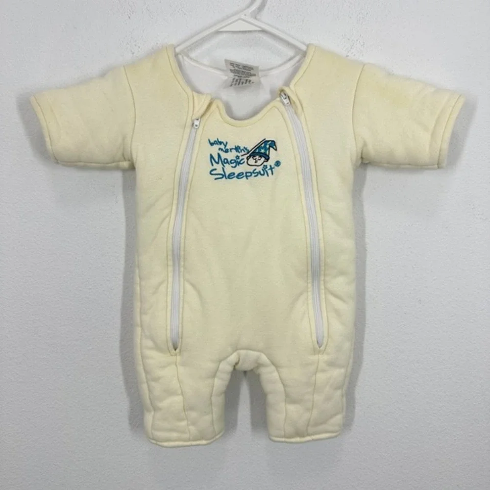 Baby Merlins Magic Sleepsuit Swaddle Sleeper Pajamas Cream Small‎ 3-6 Months
